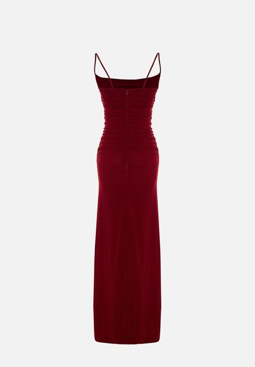Trendyol - Knitted Long  Evening Dresss - Burgundy
