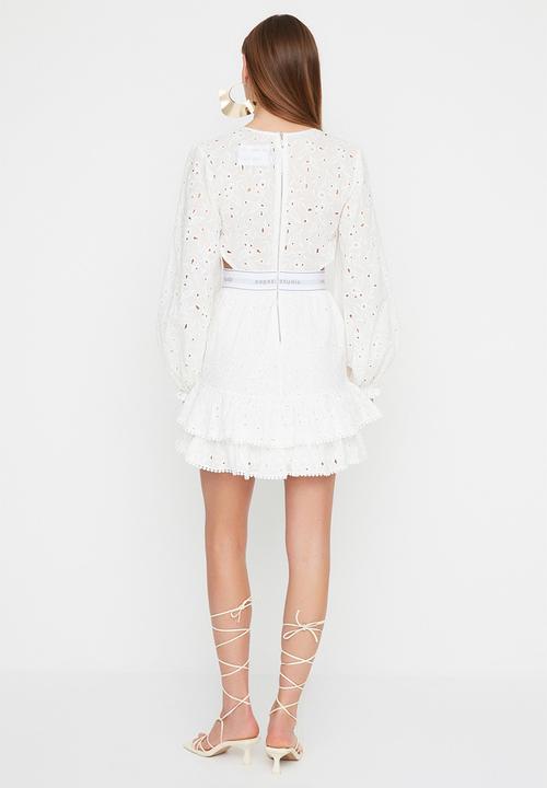 Trendyol - Waist Elastic Detailed Embroidery Dress - Ecru