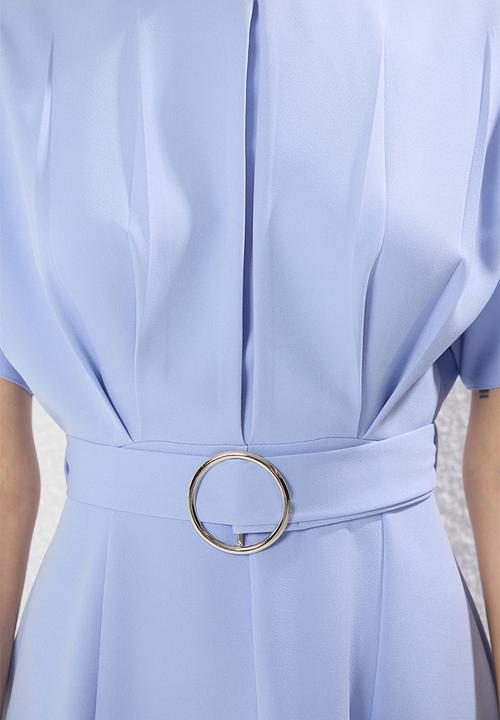 Trendyol - Belted Skirt Waist Opening Dress - Light Blue