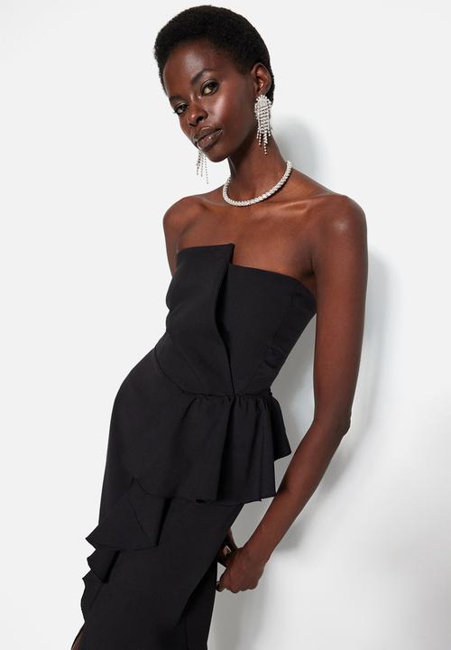 Trendyol - Woven Long Stylish Evening Dress, Night Graduation Dress - Black