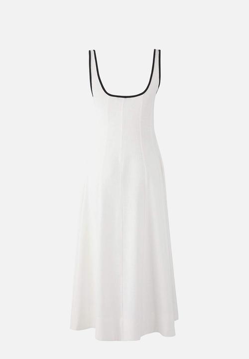 Trendyol - Linen Content Plain Midi Woven Dress - Ecru