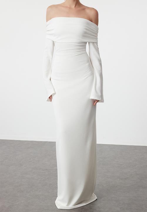 Trendyol - Bodycon  Knitted Maxi Stylish Evening Dress Night  - White