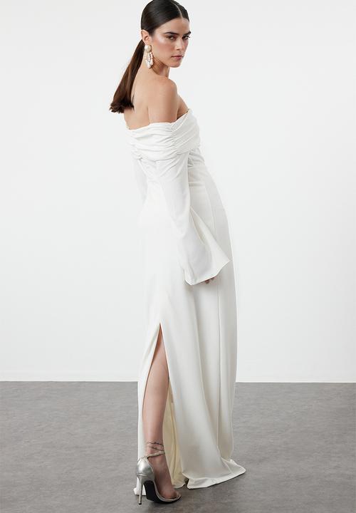 Trendyol - Bodycon  Knitted Maxi Stylish Evening Dress Night  - White