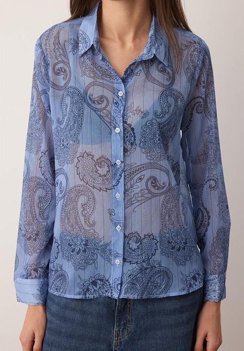 Trendyol - Boho Shawl Shirt - Blue