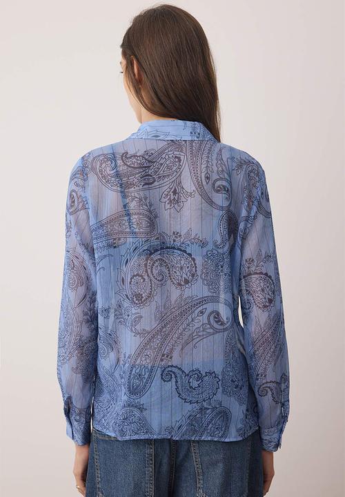 Trendyol - Boho Shawl Shirt - Blue