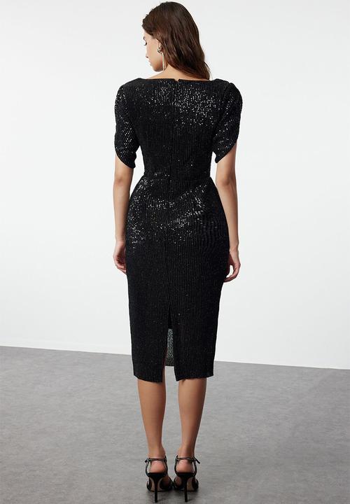 Trendyol - Bodycon Shimmering  Evening Dress  - Black