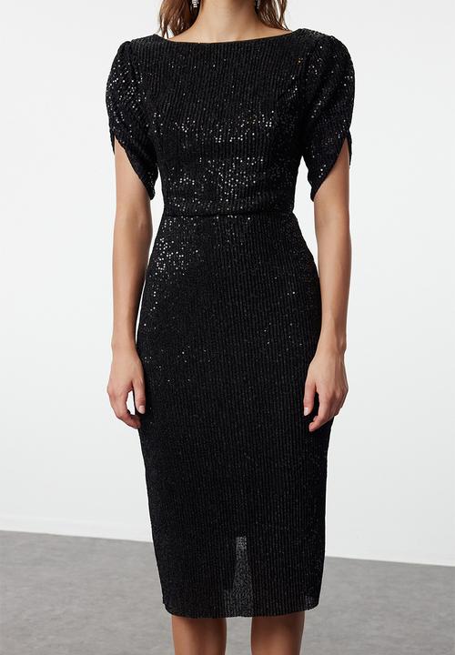Trendyol - Bodycon Shimmering  Evening Dress  - Black