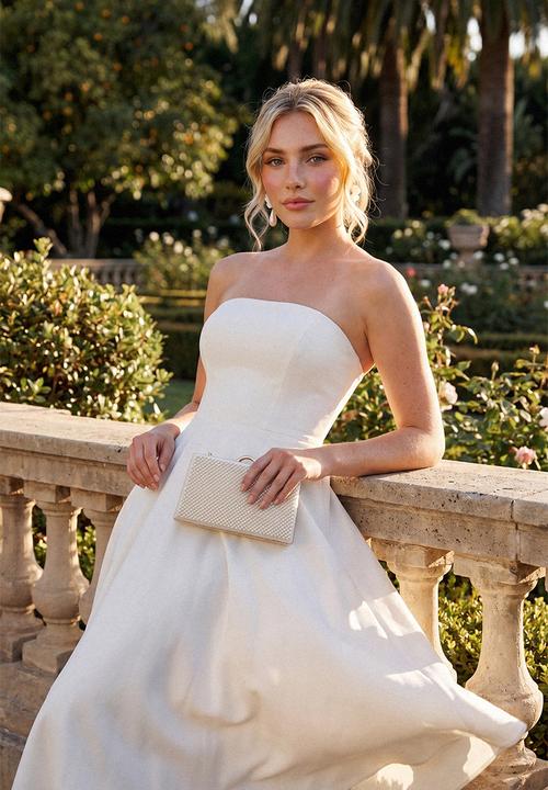 Trendyol - Strapless A-Line Dress - White
