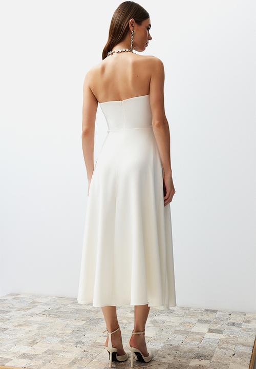 Trendyol - Strapless A-Line Dress - White