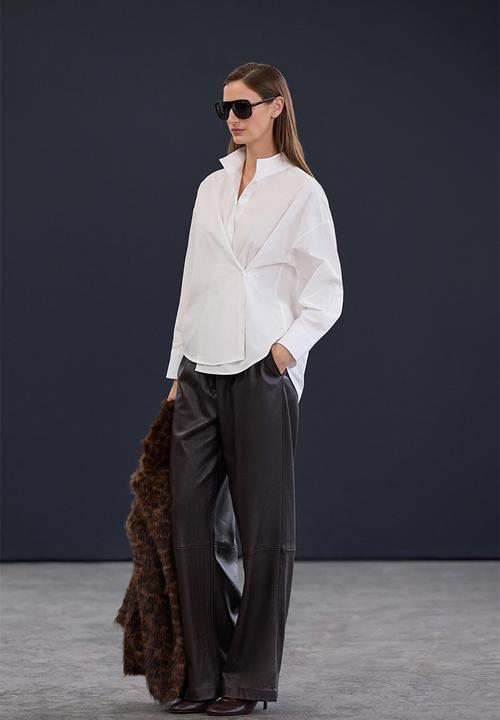 Trendyol - Oversize Asymmetric Poplin Shirt - White