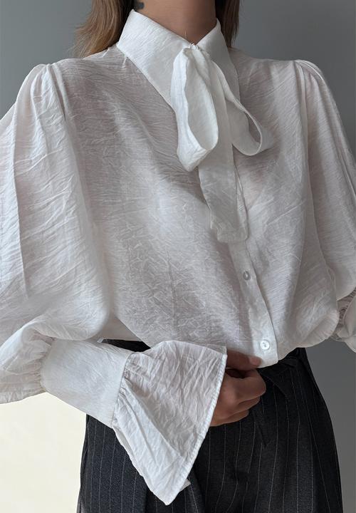 Trendyol - Binding Detail Boho Shirt - White