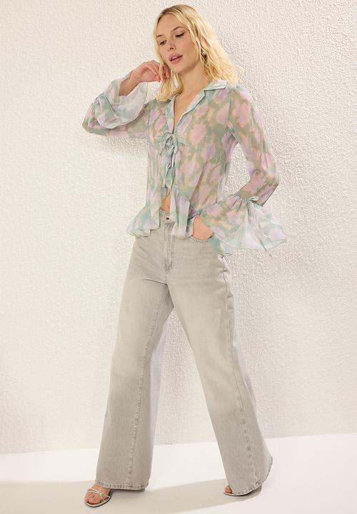Trendyol - Ruffle Detailed Tie-Up Shirt - multi