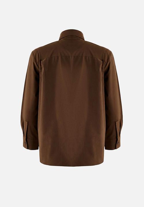 Trendyol - Tie Wide Cut Shirt - Brown