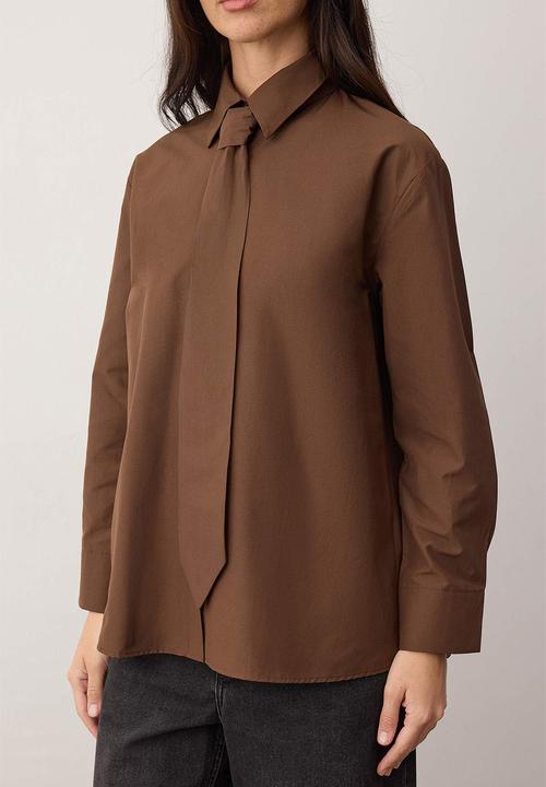 Trendyol - Tie Wide Cut Shirt - Brown