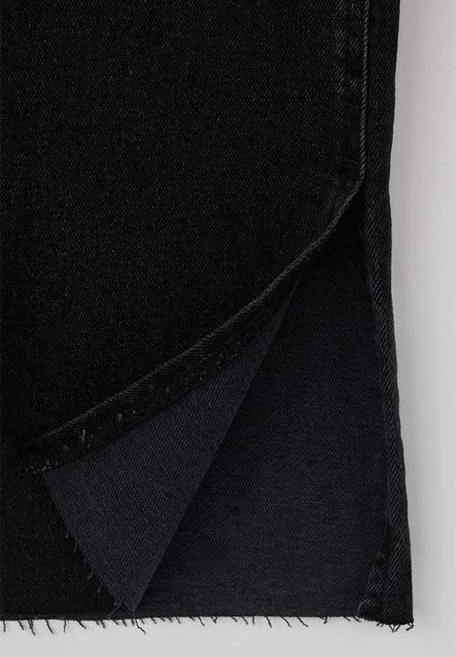 Trendyol - High Waist Flare Jeans with Slit Detail - Black