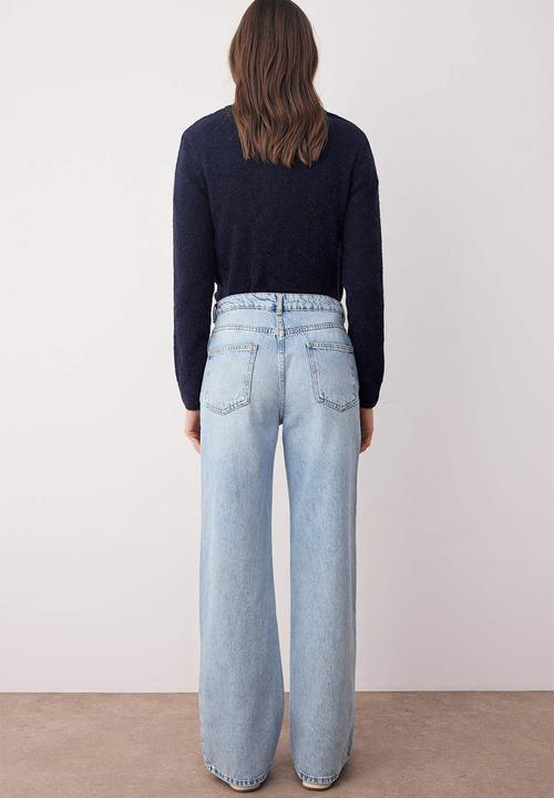 Trendyol - High Waist Wide Leg Jeans - Light Blue