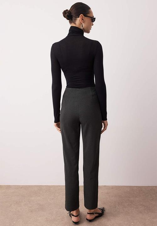 Trendyol - High Waist Cigarette Trousers - Anthracite