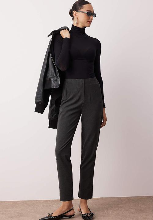 Trendyol - High Waist Cigarette Trousers - Anthracite
