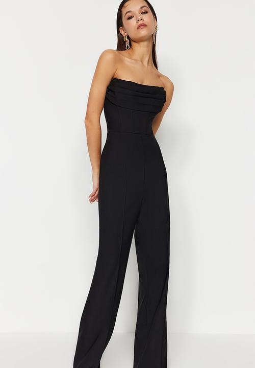 Trendyol - Corset Detailed Woven Jumpsuit - Black