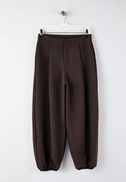 Trendyol - High Waist Baggy Trousers - Brown