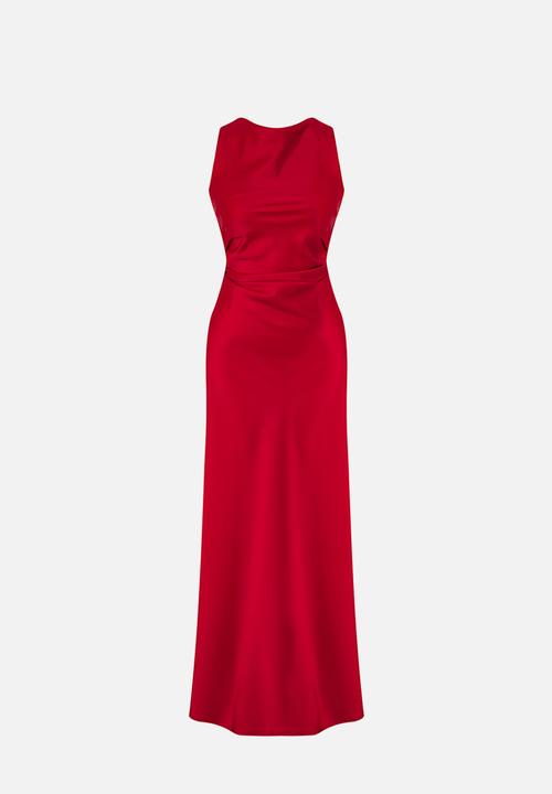 Trendyol - Bodycon Satin Woven Maxi Evening Dress - Red