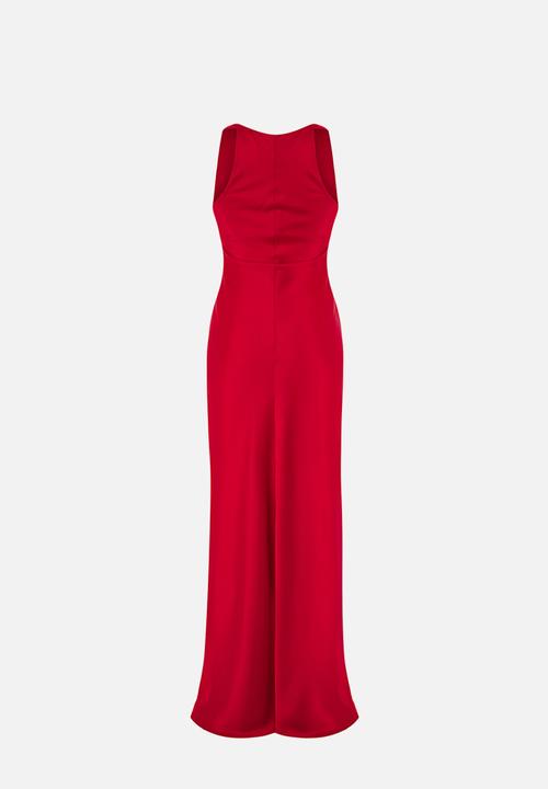 Trendyol - Bodycon Satin Woven Maxi Evening Dress - Red