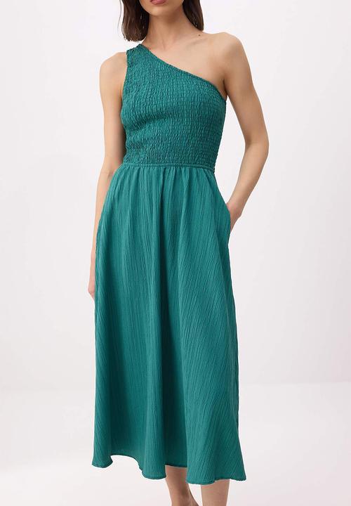 Trendyol - Waist Opening Midi Woven Dress - Petrol