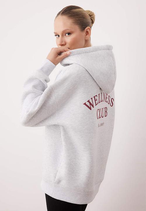 Trendyol - Oversize Wide Fit Thick Fleece Lined Knitted Sweatshirt - Snow Melange