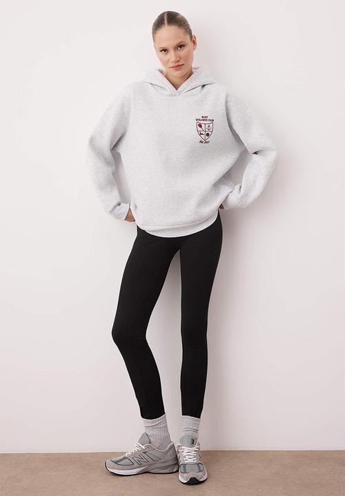Trendyol - Oversize Wide Fit Thick Fleece Lined Knitted Sweatshirt - Snow Melange