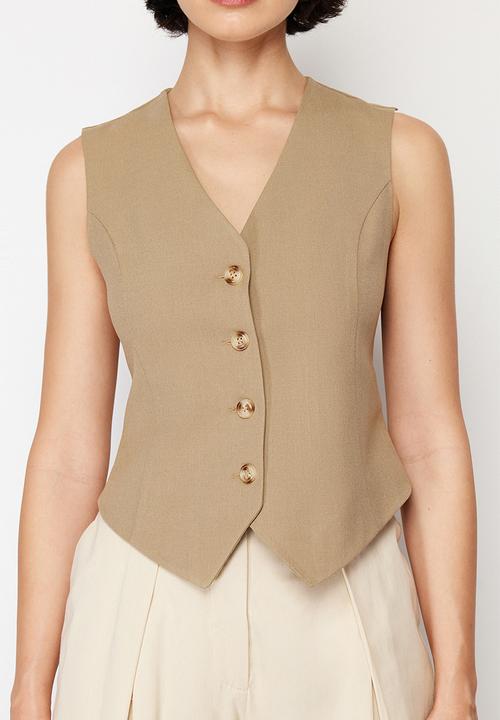 Trendyol - Premium Regular Mold Woven Vest - Mink
