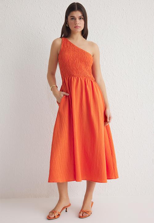 Trendyol - Waist Opening Midi Woven Dress - Orange