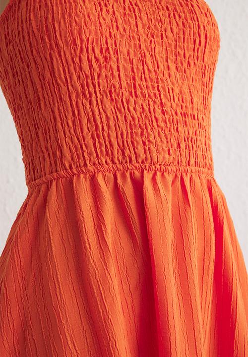 Trendyol - Waist Opening Midi Woven Dress - Orange
