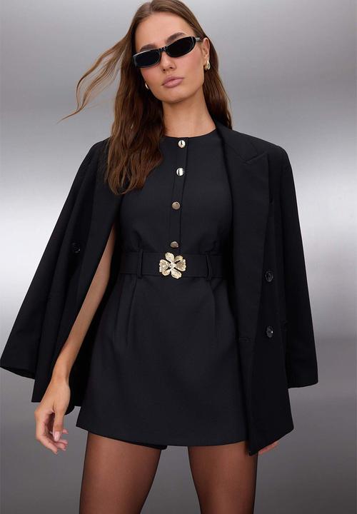 Trendyol - Belt Detailed Woven Jumpsuit - Black