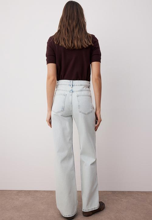 Trendyol - High Waist Wide Leg Jeans - Ice Blue