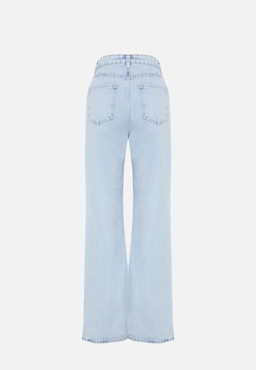 Trendyol - High Waist Wide Leg Jeans - Ice Blue