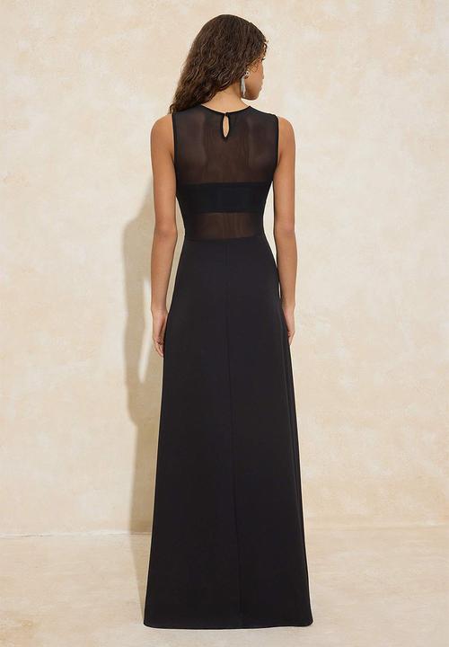Trendyol - Transparent Detailed Maxi Evening Dress - Black