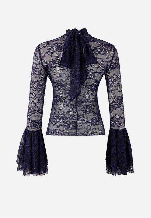 Trendyol - Lace Boho Blouse - Navy Blue