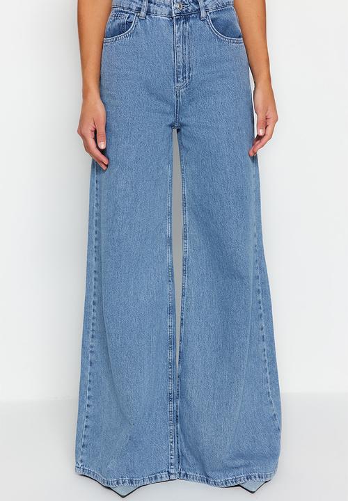 Trendyol - High Waist Palazzo Jeans - Blue