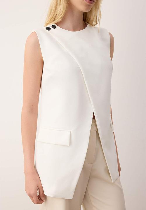 Trendyol - Double Breasted Closure Lined Woven Vest - White
