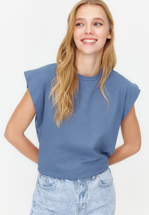 Trendyol - Crew Neck Basic T-Shirt - Indigo