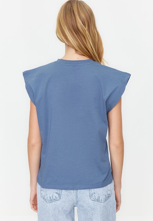 Trendyol - Crew Neck Basic T-Shirt - Indigo