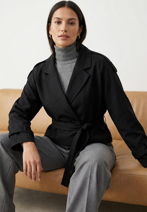 Trendyol - Premium Woven Crop Blazer Jacket - Black