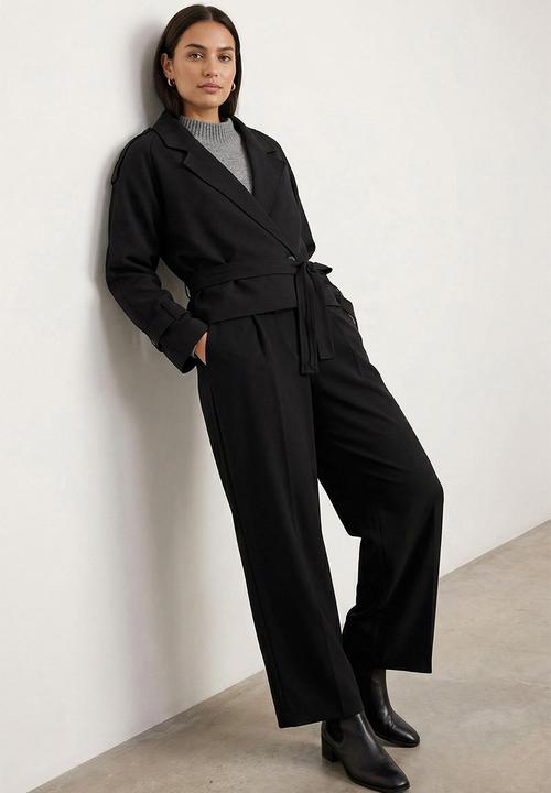 Trendyol - Premium Woven Crop Blazer Jacket - Black