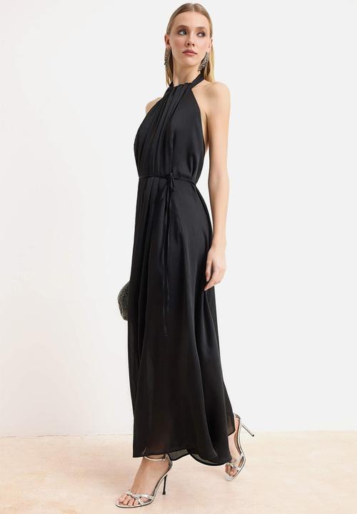 Trendyol - Straight Halter Maxi Dress - Black
