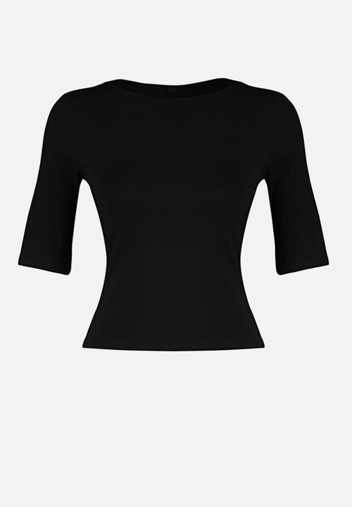 Trendyol - Fitted Short Sleeve Knitted Blouse - Black
