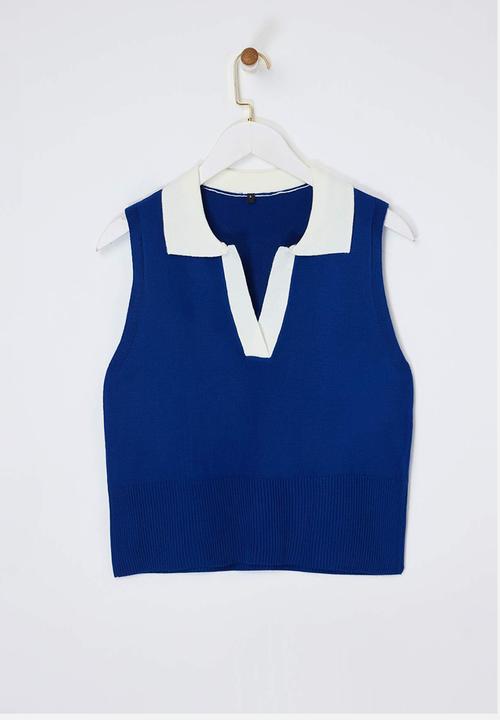 Trendyol - Polo Neck T-Shirt Look Top - Dark Cobalt
