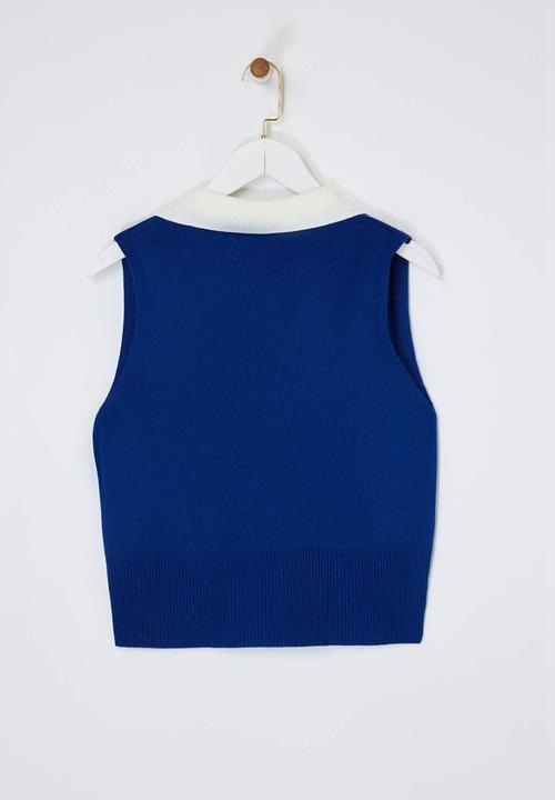 Trendyol - Polo Neck T-Shirt Look Top - Dark Cobalt