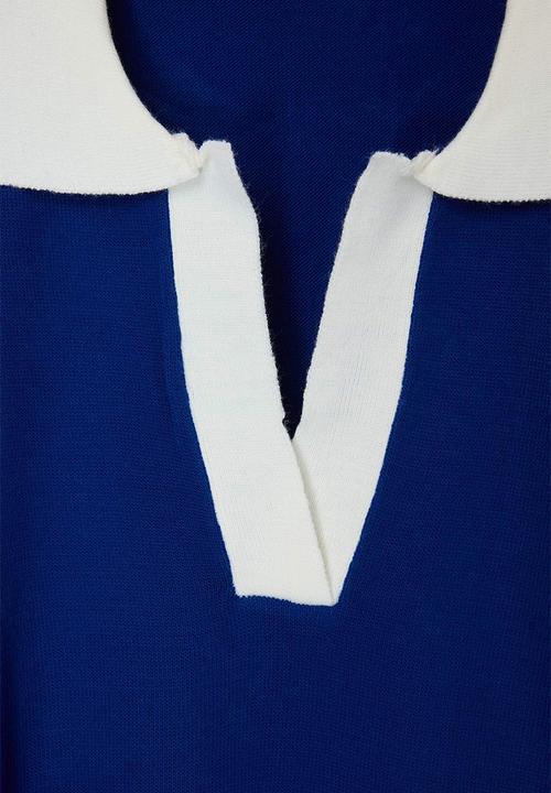 Trendyol - Polo Neck T-Shirt Look Top - Dark Cobalt