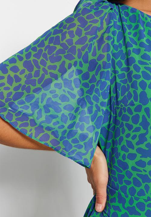 Trendyol - Animal Print A-Line Woven Midi Dress - Green