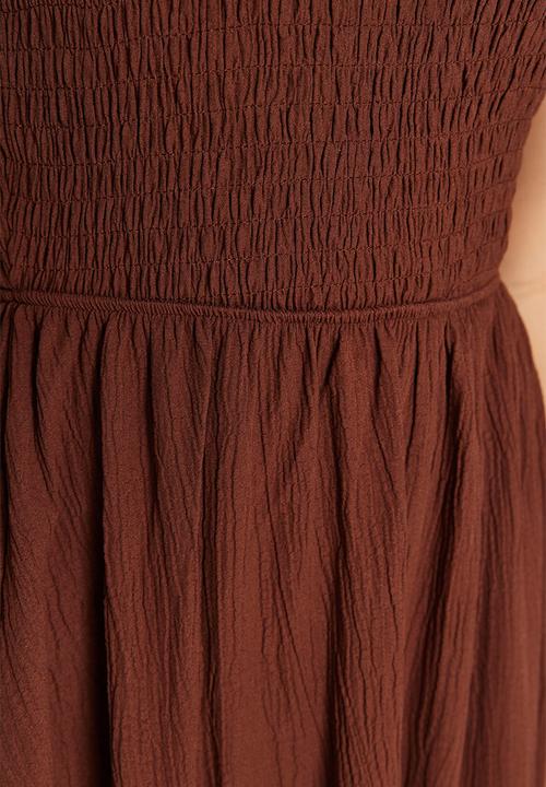 Trendyol - Waist Opening One Shoulder Midi Woven Dress - Brown